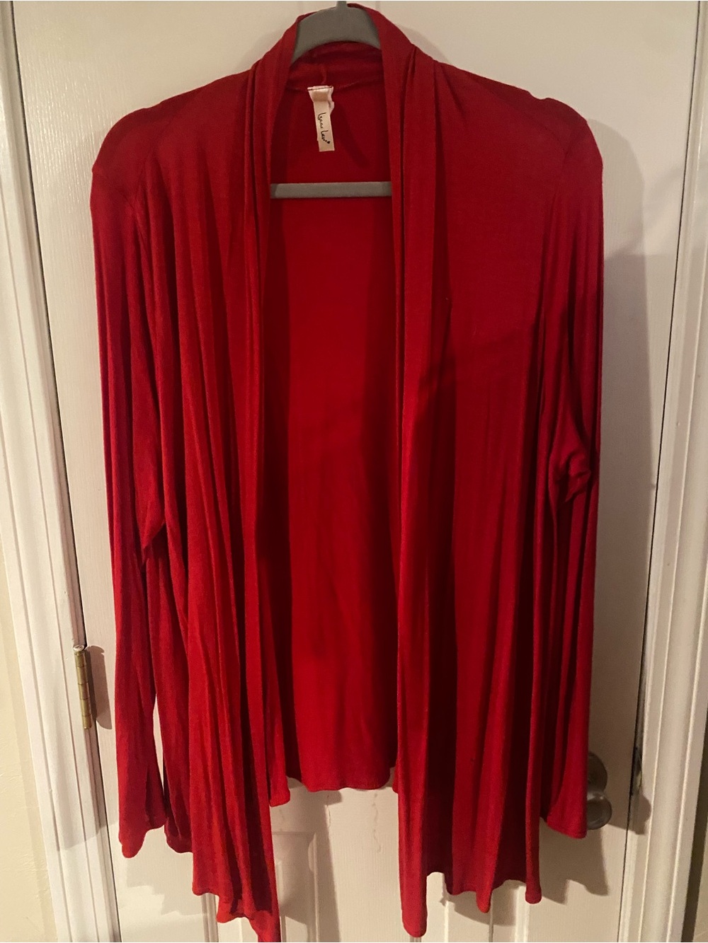 Lightweight Red Open-Front Cardigan